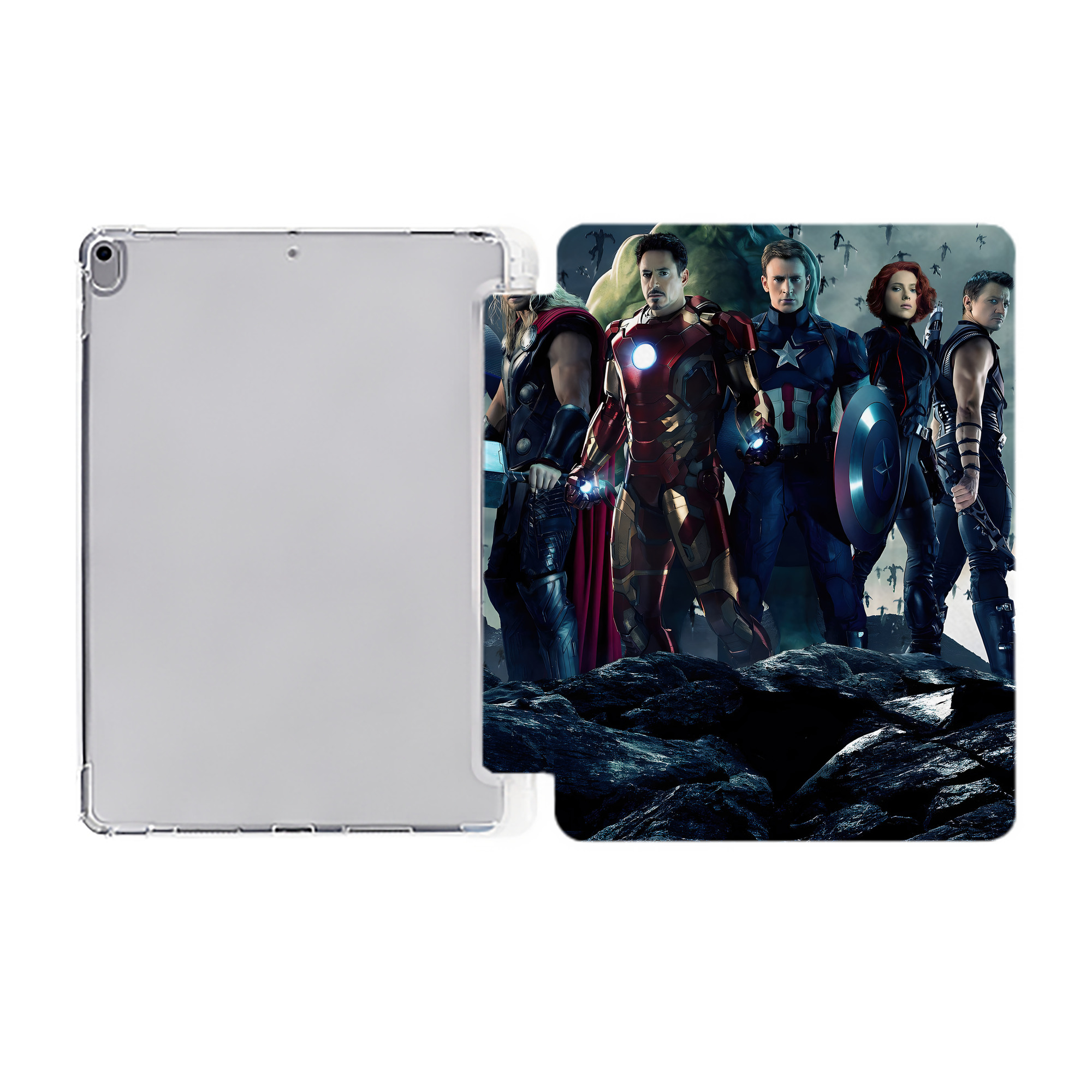 （画像用） アベンジャーズ The Avengers IPad ケース ペン収納付き 三つ折りスタンド PUレザー×シリコン 対応機種9.5/10.5/10.9インチ